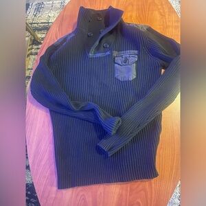 Men's Black Ribbed Sweater